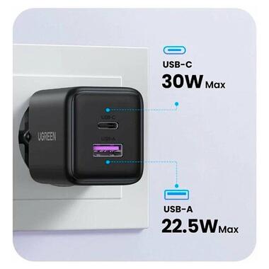 Сетевое зарядное устройство UGREEN X516 30W 2-Port GaN Fast Charger EU Black (UGR-65014) фото №4