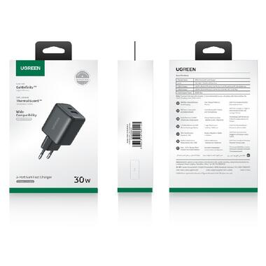 Сетевое зарядное устройство UGREEN X516 30W 2-Port GaN Fast Charger EU Black (UGR-65014) фото №2