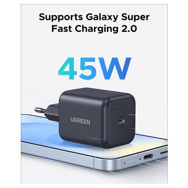 Сетевое зарядное устройство UGREEN X524 45W USB-C GaN Fast Charger EU black (UGR-65052) фото №6