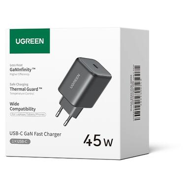 Сетевое зарядное устройство UGREEN X524 45W USB-C GaN Fast Charger EU black (UGR-65052) фото №2