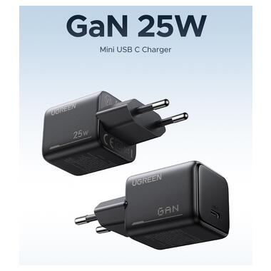 Сетевое зарядное устройство с кабелем UGREEN X517 25W USB-C GaN Fast Charger Set EU+1M CC Cable black (UGR-75103) фото №5