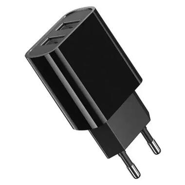 Мережевий зарядний пристрій Travel Charger 2 USB 5V 2000mAh (тех.пак.) Black фото №1