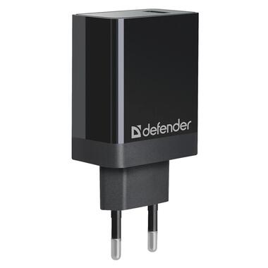 Мережева зарядка DEFENDER (83573)UPA-101 чорний, 1 USB, QC 3.0, 18W фото №1