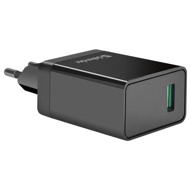Мережева зарядка DEFENDER (83573)UPA-101 чорний, 1 USB, QC 3.0, 18W фото №2
