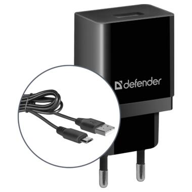 Зарядний пристрій 1xUSB 2.1А + кабель micro-USB UPC-11 чорний Defender (83556) фото №1