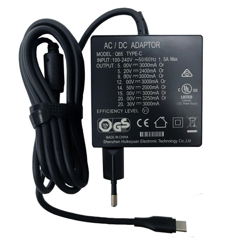 Мережевий зарядний пристрій KFD USB Type-C, 65W, Чорний (Q66-65W) фото №1