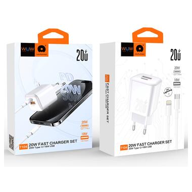 Сетевое зарядное устройство с кабелем WUW-T104L PD20W A+C  Lightning kit (6978749570631) фото №2