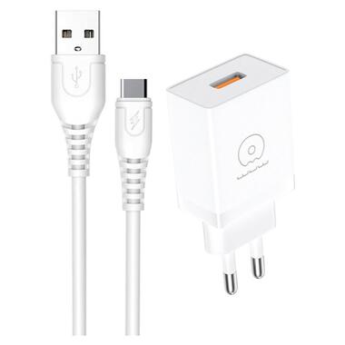 Сетевое зарядное устройство с кабелем WUW-T66 Single USB home charger kit (6972573335084) фото №1