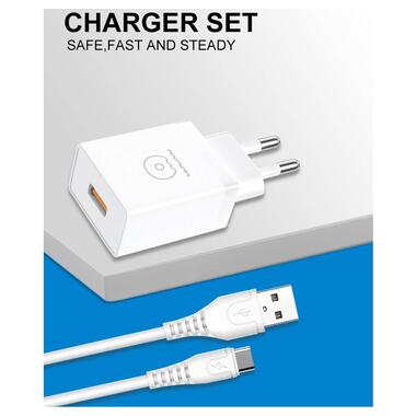 Сетевое зарядное устройство с кабелем WUW-T66 Single USB home charger kit (6972573335084) фото №4