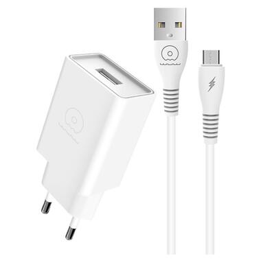 Сетевое зарядное устройство с кабелем WUW-T82 Single USB home charger set micro (6972573336388) фото №1
