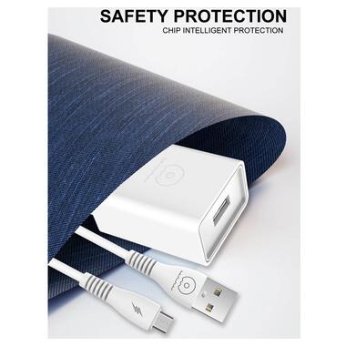 Сетевое зарядное устройство с кабелем WUW-T82 Single USB home charger set micro (6972573336388) фото №5