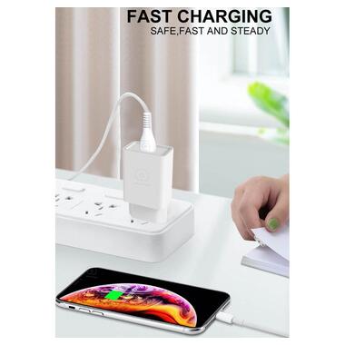 Сетевое зарядное устройство с кабелем WUW-T82 Single USB home charger set micro (6972573336388) фото №4