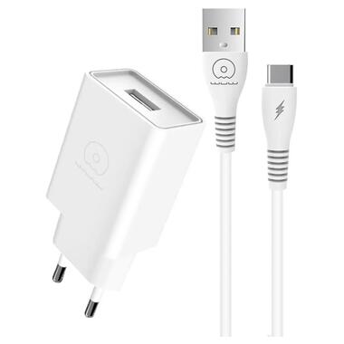 Сетевое зарядное устройство с кабелем WUW-T82 Single USB home charger set type-c (6972573336555) фото №1