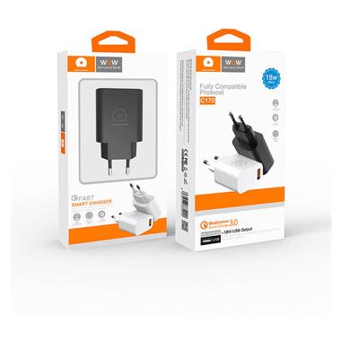 Сетевое зарядное устройство WUW-C170 QC 3.0 single USB charger 18W (6972573335312) фото №2
