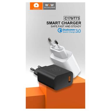 Сетевое зарядное устройство WUW-C170 QC 3.0 single USB charger 18W (6972573335312) фото №3