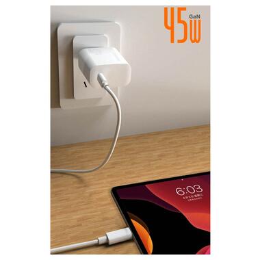 Сетевое зарядное устройство WUW-C202 PD45W GaN Eu Smart Charger (6972573336821) фото №4