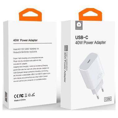Сетевое зарядное устройство WUW-C280 Type-C PD 40W charger (6978749570341) фото №2