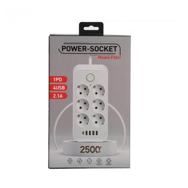 Мережевий фільтр XOKO SP-6-4-2, 2м, 6 розетки, 6 USB Білий фото №4