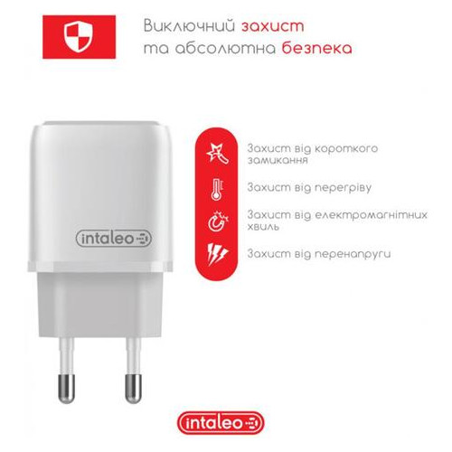 Мережевий зарядний пристрій Intaleo TCGQPD120L (1USBx3A) White (1283126510007) кабель Lightning фото №3