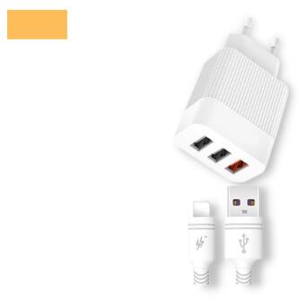 Мережевий зарядний пристрій Блок живлення для телефону та планшета XPRO L72 QC3.0   Lightning білий (MAW-41622) фото №1