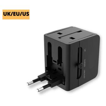 Мережевий зарядний пристрій з перехідником на розетки UK/EU/US XPRO WL01 чорний (MAW-40285) фото №2
