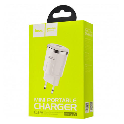 СЗУ Hoco C37A Thunder Power Charger 1USB/2.4A White фото №2