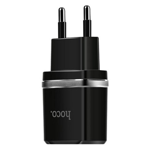 Мережевий зарядний пристрій Hoco C12 2 USB Чорний фото №2