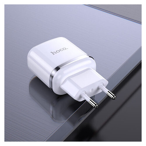 Мережевий зарядний пристрій Hoco N4 (комплект з кабелем MicroUSB) 2USB, 2,4A White фото №5