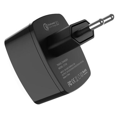 Зарядний пристрій Hoco C70A Cutting-Edge QC3.0 Black (6931474706645) кабель MicroUSB фото №3