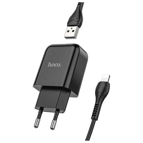 СЗУ Hoco N2 (1USB/2.1A) USB - Lightning Чорний фото №2