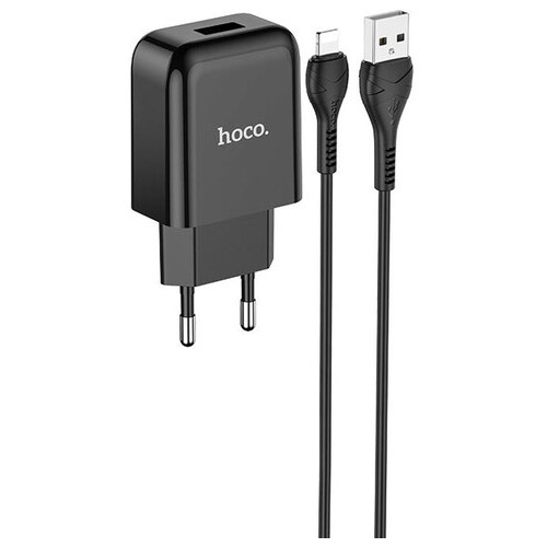 СЗУ Hoco N2 (1USB/2.1A) USB - Lightning Чорний фото №1