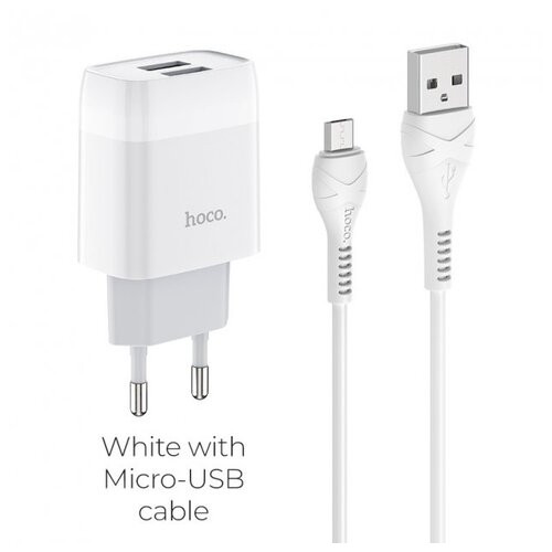 Зарядний пристрій Hoco C73A Glorious Cable (Micro-USB) White фото №1