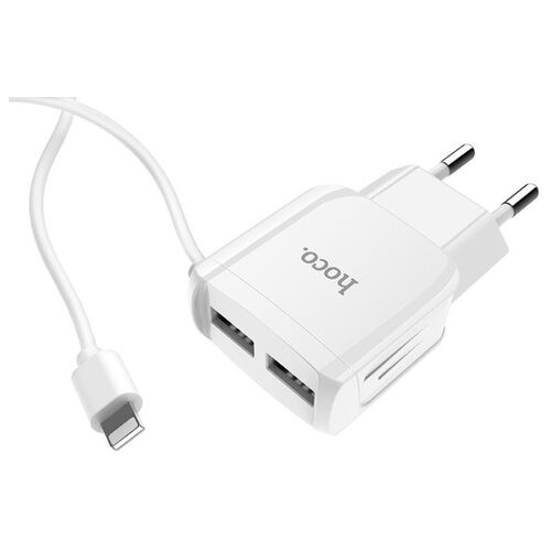 Мережевий зарядний пристрій Hoco C59A Mega joy double port charger for iP White (6931474707949) фото №3