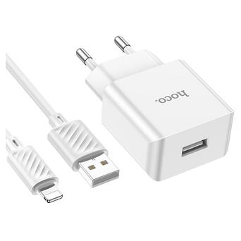 Мережевий зарядний пристрій Hoco C106A charger set(iP) White (6931474783899) фото №4