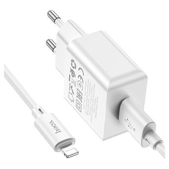 Мережевий зарядний пристрій Hoco C106A charger set(iP) White (6931474783899) фото №5