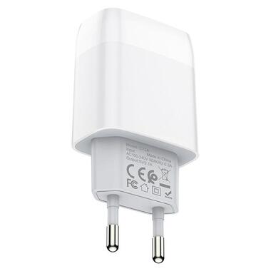 Зарядний пристрій Hoco C72A Glorious (1USB, 2.1А) White (6931474713018) + кабель Type-C фото №7