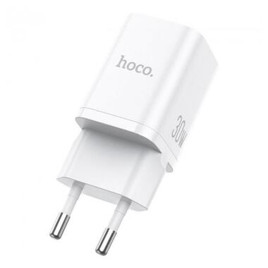 Адаптер мережевий HOCO Bright N13 USB, Type-C, QC, 20W, з кабелем Type-C-Lightning, білий фото №4