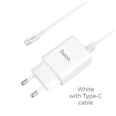 Адаптер мережевий Hoco C62a Victoria with Type-C cable |2USB, 2.1А| білий фото №2