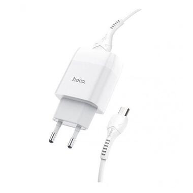 Адаптер мережевий Hoco Micro USB Cable Glorious C72A |1USB, 2.1A| білий фото №1