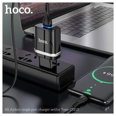 Адаптер мережевий Hoco Type-C Cable Ardent charger set N1 |1USB, 2.4A, 12W| (Safety Certified) чорний фото №4