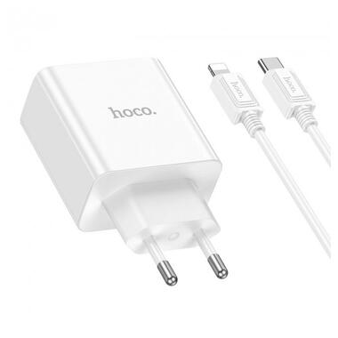 Адаптер мережевий HOCO Type-C to Lightning Cable Leader dual port (2C) charger C108A |2Type-C, 35W/3A, PD/QC| білий фото №5