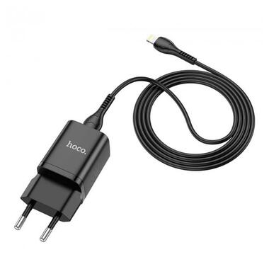 Адаптер мережевий HOCO Type-C к Lightning кабель Rigorous charger set N19 |Type-C, 25W, 3A, QC/PD| чорний фото №2