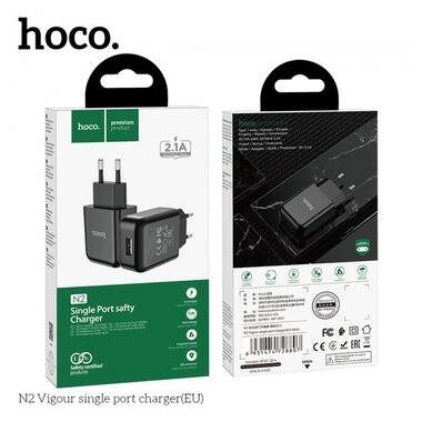 Адаптер мережевий HOCO Vigour N2 |1USB, 2.1A| (Safety Certified) чорний фото №5