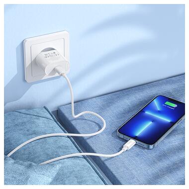 Сетевое зарядное устройство с кабелем HOCO C109A(PD20W) Fighter single port PD20W charger set(C to iP) White (6942007656665) фото №9