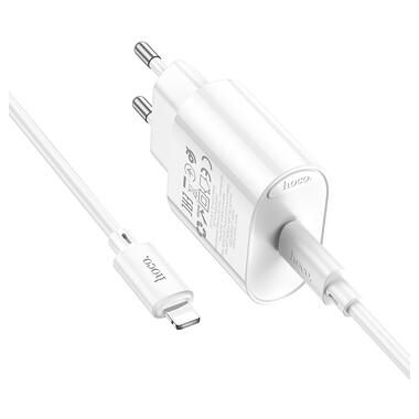 Сетевое зарядное устройство с кабелем HOCO C109A(PD20W) Fighter single port PD20W charger set(C to iP) White (6942007656665) фото №4