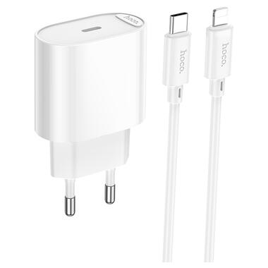 Сетевое зарядное устройство с кабелем HOCO C109A(PD20W) Fighter single port PD20W charger set(C to iP) White (6942007656665) фото №1