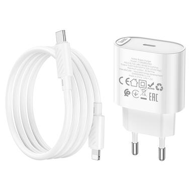 Сетевое зарядное устройство с кабелем HOCO C109A(PD20W) Fighter single port PD20W charger set(C to iP) White (6942007656665) фото №7