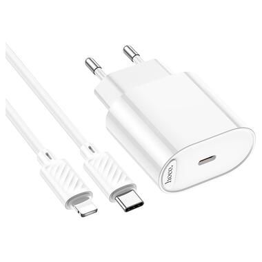 Сетевое зарядное устройство с кабелем HOCO C109A(PD20W) Fighter single port PD20W charger set(C to iP) White (6942007656665) фото №5