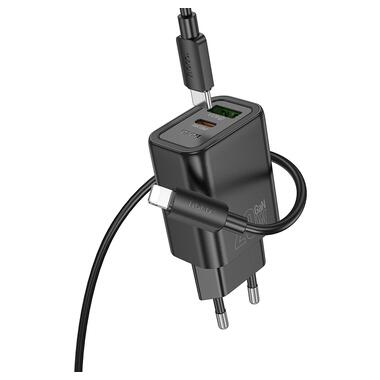 Сетевое зарядное устройство HOCO N61 Gentle PD20W+QC3.0 charger set(C to iP) Black (6942007644259) фото №3