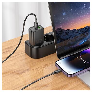 Сетевое зарядное устройство HOCO N61 Gentle PD20W+QC3.0 charger set(C to iP) Black (6942007644259) фото №4